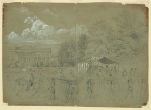 Le président Lincoln et le général Scott passant en revue le régiment de 3 ans sur Penn Ave. 1861 - Alfred Rudolph Waud